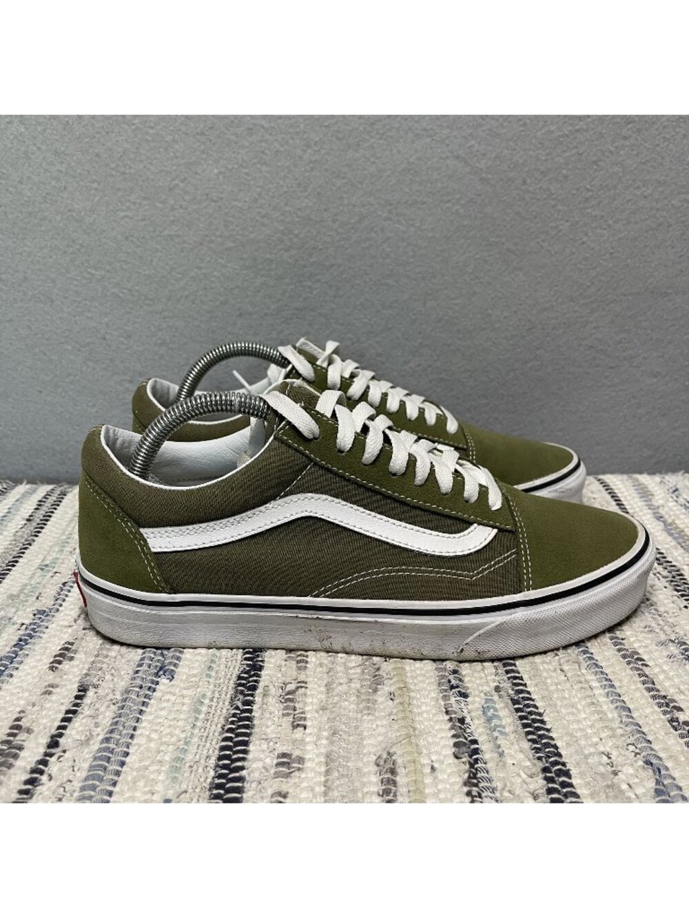 Vans Old Skool Olive Green Sneakers With White Sidestripes 9